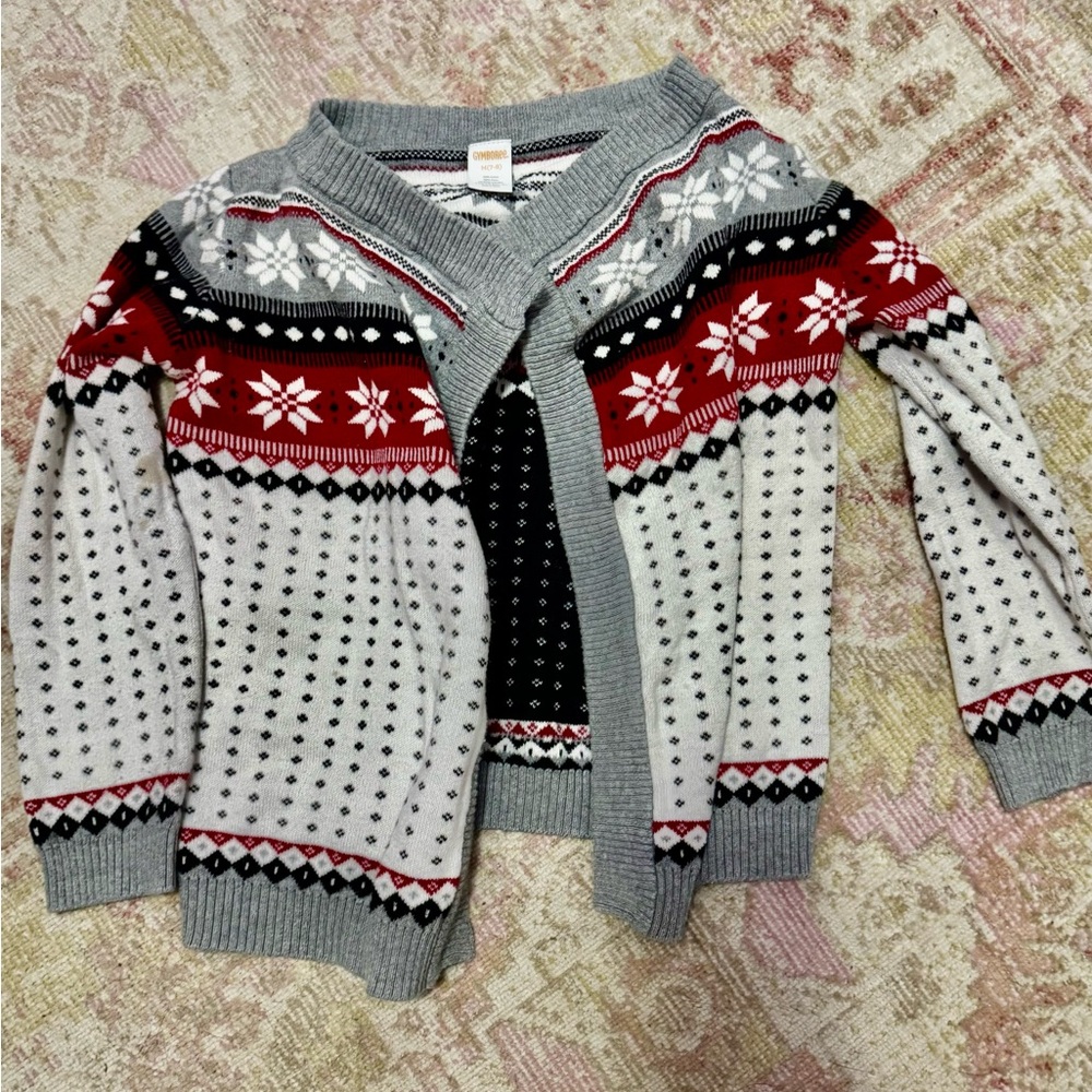 Gymboree Festive Red and Gray Cardigan